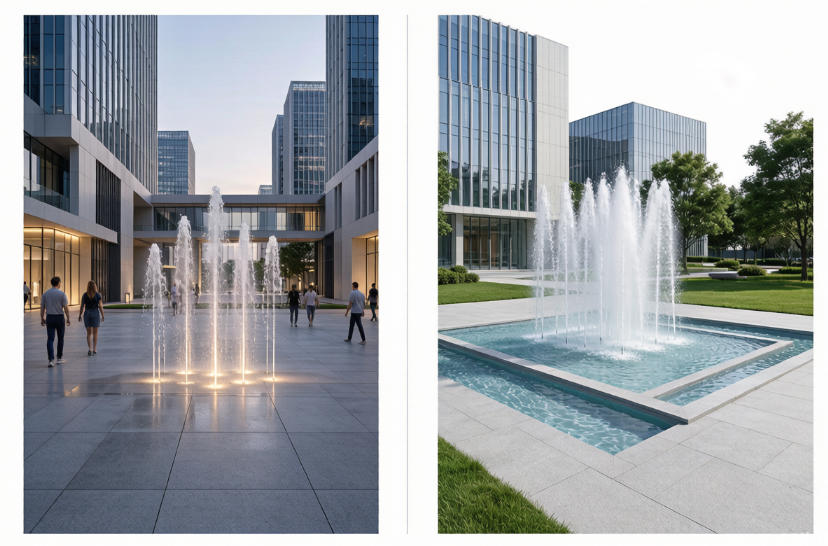Differences between Square Dry Deck Fountains and Pool Fountains