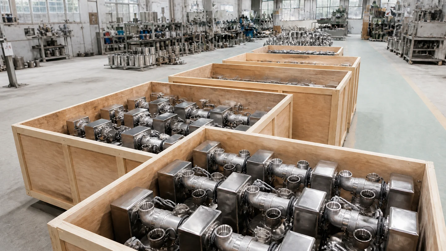 Lishi fountain equipment prepared in wooden packing cases. Agree item labels, the packing list, unloading access and arrival checks before dispatch.